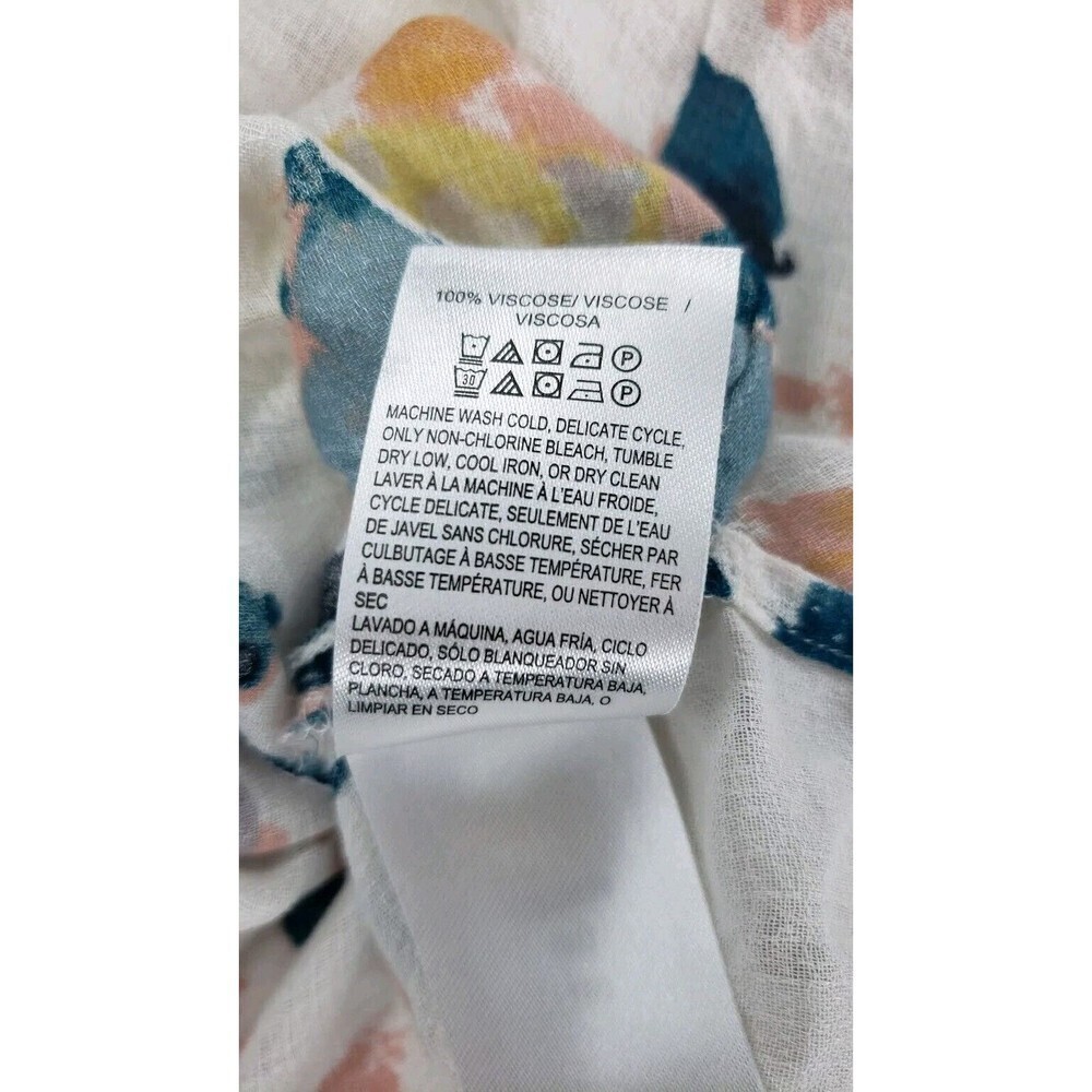 Lucky Brand Women's Floral Peasant Blouse Top keyhole (Size L) Long Sleeve - Picture 11 of 12